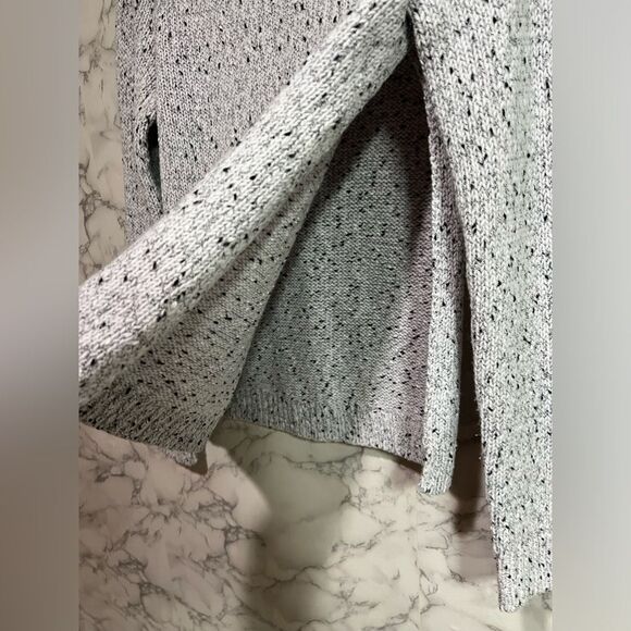 CLUB MONACO White Black Gray Speckled Wool Blend Knit Chiffon Insert Sweater XS - Picture 8 of 9